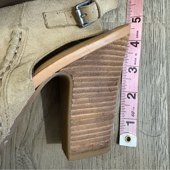 Franco Sarto Adesso Suede Leather Slingback Bootie Heel Tan Beige Sz 10 Western - Picture 5 of 6